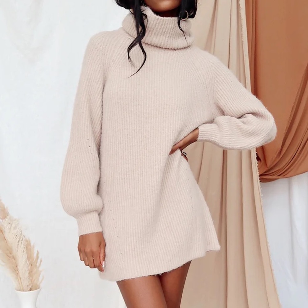 12TH TRIBE BEIGE SWEATER DRESS